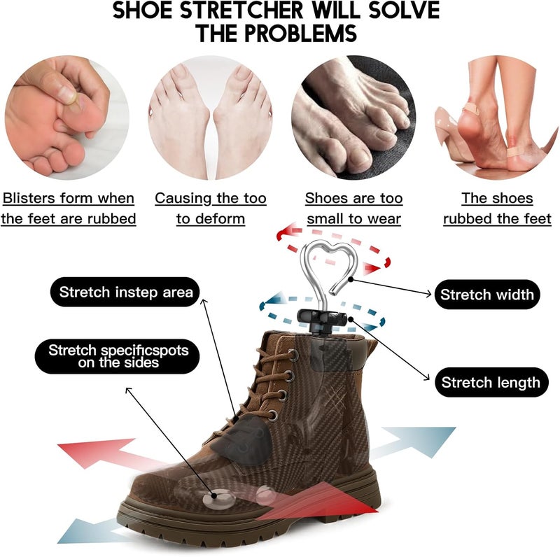 VIVEBEI Store Shoe Stretcher Women Men, Boot Stretcher Wide Feet, 4-Way Shoe Widener & Expander for Stretch Length & Width - Image 3